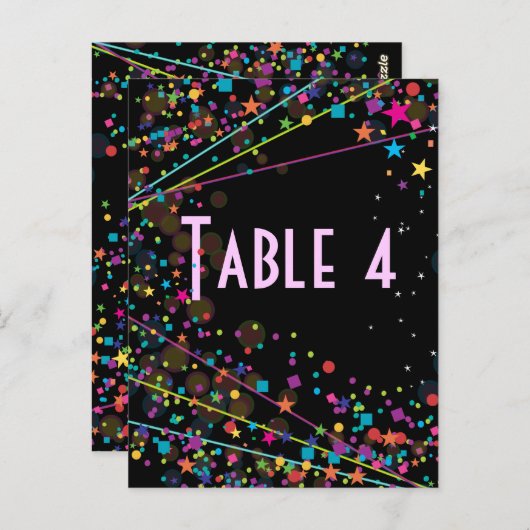 ネオンライトスウィート16クラブパーティーテーブル番号カード ポストカード (正面/裏面)