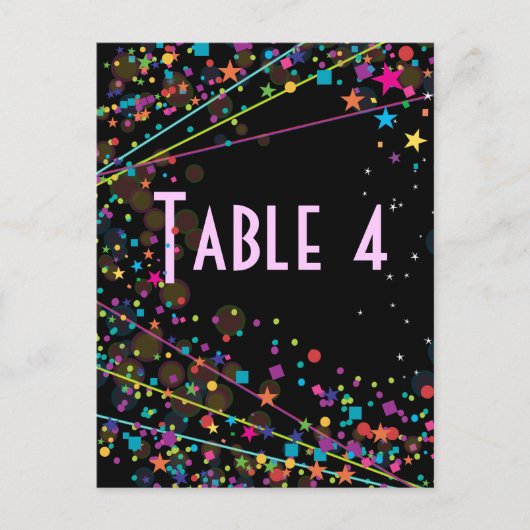 ネオンライトスウィート16クラブパーティーテーブル番号カード ポストカード (正面)