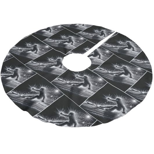 ネオンライトトレイル付きダウンヒルスキーヤー ブラッシュドポリエステルツリースカート (アングル)