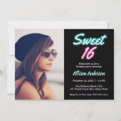 ネオンライトフォトスイート16誕生日パーティー 招待状 (正面)