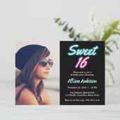 ネオンライトフォトスイート16誕生日パーティー 招待状 (スタンド正面)