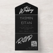 ネオンライトブラック&ホワイトグラムズ結婚ズ オールインワン招待状 (内側)