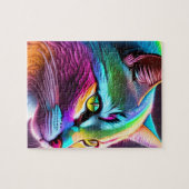 ネオンライト付きレインボーカラフル猫 ジグソーパズル (横)