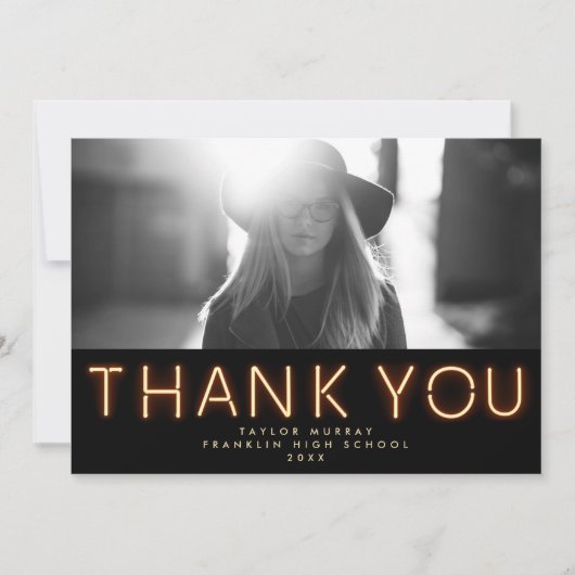 ネオンライト卒業写真 サンキューカード (正面)