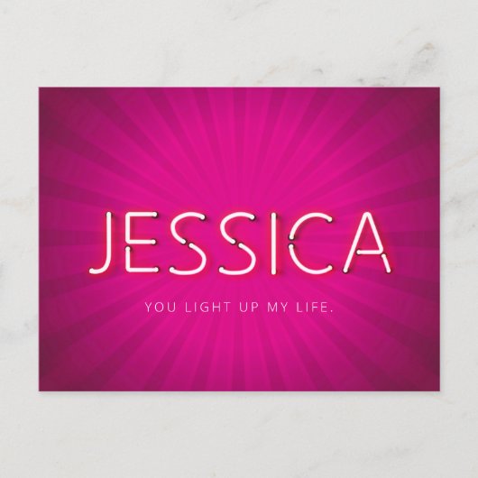 ネオンライト白熱［赤熱］光を放つのジェシカ名 ポストカード (正面)