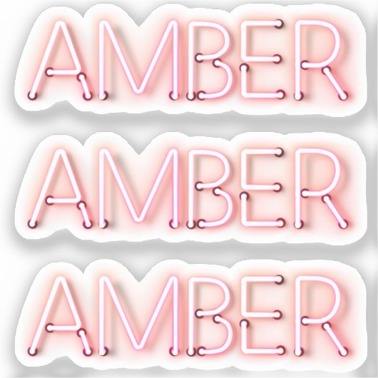ネオンライト白熱［赤熱］光を放つノベルティx3の琥珀の名前 シール (正面)