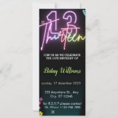 ネオンライト13th電話誕生日招待状 招待状 (正面)