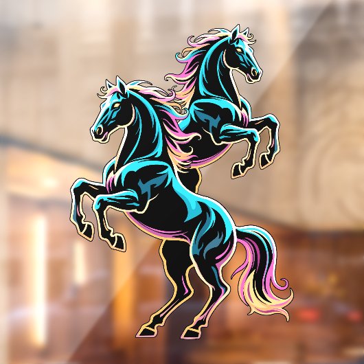 ネオンライト グリッチ レトロスタイル 馬 ウィンドウサイン (シート2)