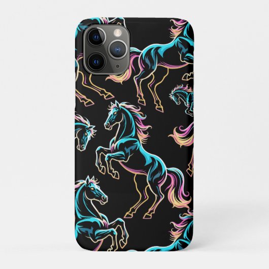 ネオンライト グリッチ レトロスタイル 馬 Case-Mate iPhoneケース (裏)