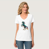 ネオンライト グリッチ レトロスタイル 馬 Tシャツ (正面フル)