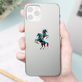 ネオンライト グリッチ レトロ風 馬 シール (スマートフォン)