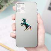 ネオンライト グリッチ レトロ風 馬 シール (スマートフォン)