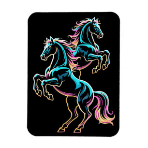 ネオンライト グリッチ レトロ風 馬 マグネット
