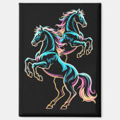 ネオンライト グリッチ レトロ風 馬 マグネット (正面)