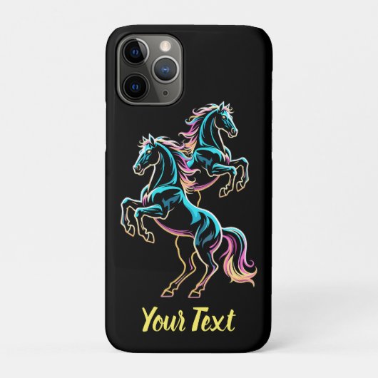 ネオンライト グリッチ レトロ風 馬 Case-Mate iPhoneケース (裏)