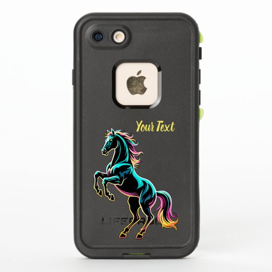 ネオンライト グリッチ レトロ風 馬 LifeProof iPhoneケース (裏面)
