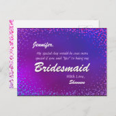 ネオンライト – 私の花嫁のメイドになる? インビテーションポストカード (正面/裏面)