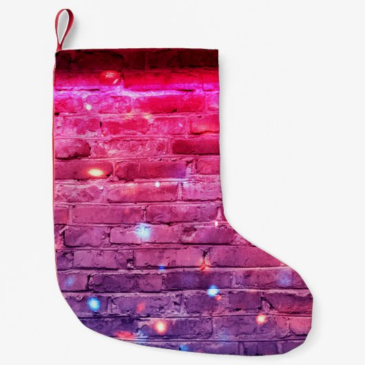 ネオンライト:空のレンガ壁。 スモールクリスマスストッキング (正面)