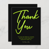 ネオンライムグリーングローサンキュー 招待状 (正面/裏面)