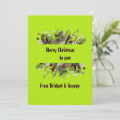 ネオンライムグリーンスカンジナビアリースクリスマスカード (スタンド正面)