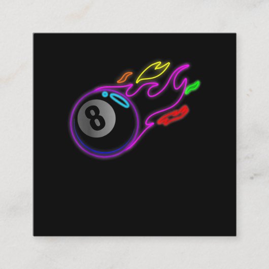 ネオンラカラフルイト8球ビリヤードプール スクエア名刺 (正面)
