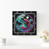 ネオンラディアントコイ金ゴールドフィッシュドリーム スクエア壁時計 (ホーム)