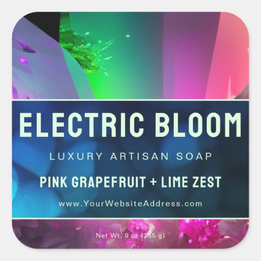 ネオンラベインスパイアルクリスタルブルー製品ラベル スクエアシール (正面)