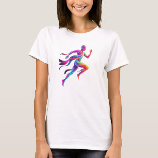 ネオンランナー アブストラクト スポーツアート Tシャツ