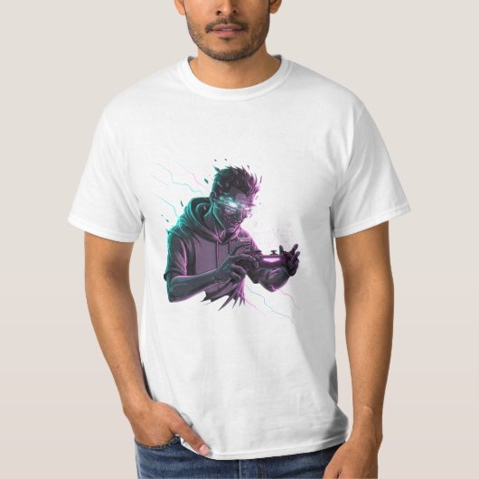 ネオンリフレックスデジタルゲーマー エナジーアート Tシャツ (正面)