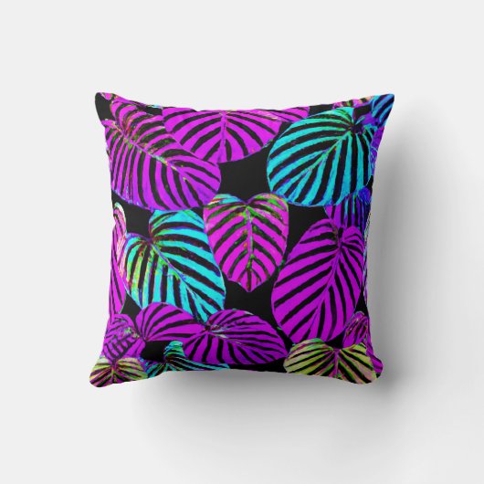 ネオンリーフ調和鮮やか模様 クッション (裏面)
