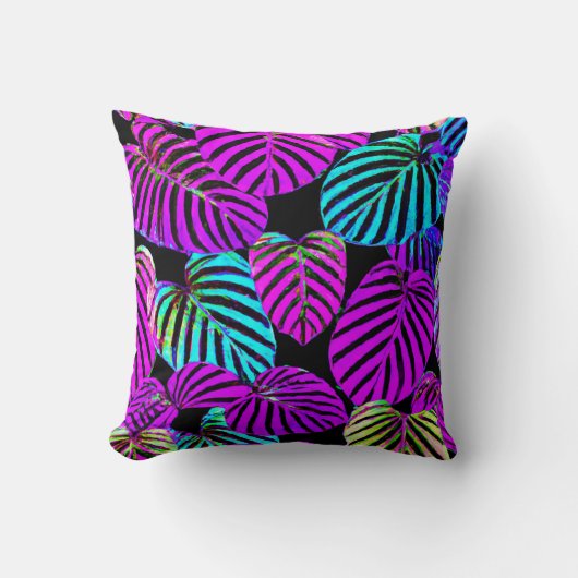 ネオンリーフ調和鮮やか模様 クッション (正面)