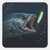 ネオンルアーと大きな魚 スクエアシール (正面)