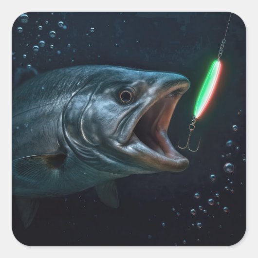 ネオンルアーと大きな魚 スクエアシール (正面)