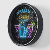 ネオンルックレトロカクテルラウンジバー 壁時計 (傾斜)