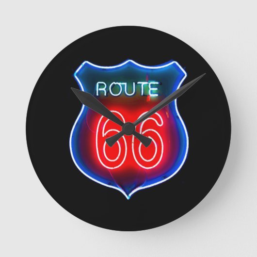 ネオンルート66標識 ラウンド壁時計 (正面)