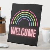 ネオンレインボーウェルカムペデスタルサイン 台座サイン (インサイチュ)