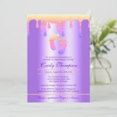 ネオンレインボーグリッタードリップラグジュアリーベビー足シャワー 招待状 (スタンド正面)