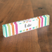ネオンレインボーストライプおもしろい デスクネームプレート (側面)