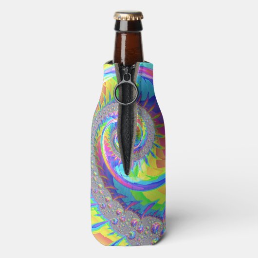 ネオンレインボースパイラルフラクタル抽象芸術デジタルアート ボトルクーラー (ボトル裏面)