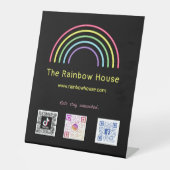 ネオンレインボーソーシャルメディアのスキャンコード 台座サイン (正面)