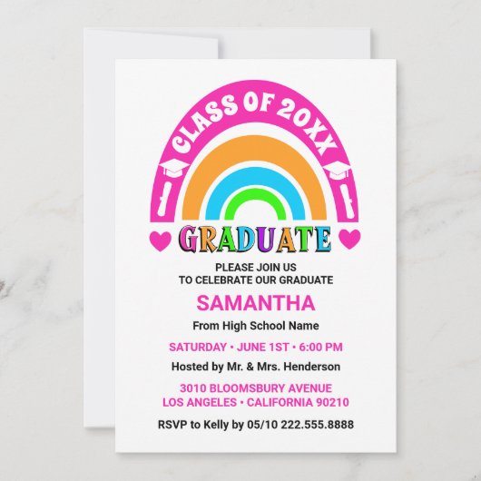 ネオンレインボーディスタンスパーティー招待状 招待状 (正面)