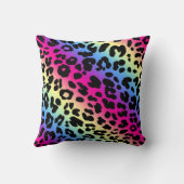ネオンレインボーヒョウ柄プリント クッション (裏面)