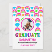 ネオンレインボー卒業生2写真卒業 案内状 (正面)