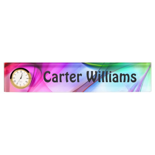 ネオンレインボー抽象芸術 デスクネームプレート (正面)