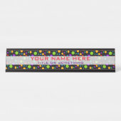 ネオンレインボー水玉模様 デスクネームプレート (正面)