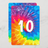ネオンレインボー絞り染め10th誕生日招待状 招待状 (正面/裏面)