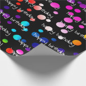 ネオンレインボー誕生日水玉模様 ラッピングペーパー (角)