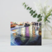 「ネオンレイン」ニューヨークウォーターカラー ポストカード (スタンド正面)