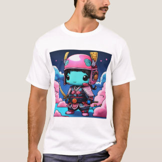 ネオンレジェンズ：チビ（小さくかわいく書いた感じ）忍者神コイ鎧 Tシャツ