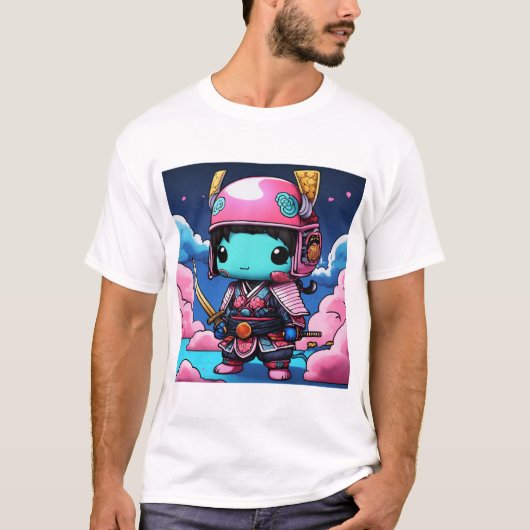 ネオンレジェンズ:チビ(小さくかわいく書いた感じ)忍者神コイ鎧 Tシャツ (正面)